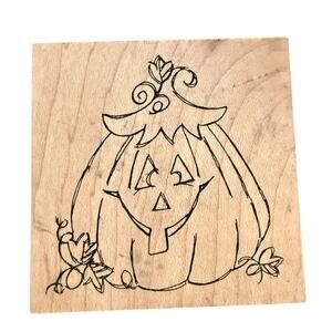 Heather Halloween Pumpkin Smiling Jack O Lantern H-213 HK Rubber Stamp